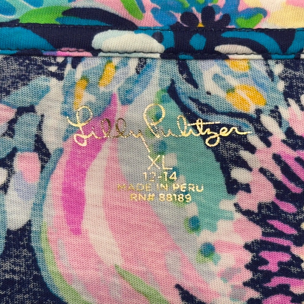 Lilly Pulitzer Kids Girls XL 12-14 Long Sleeve Floral Top Pink Crew‎ Neck - Picture 3 of 4